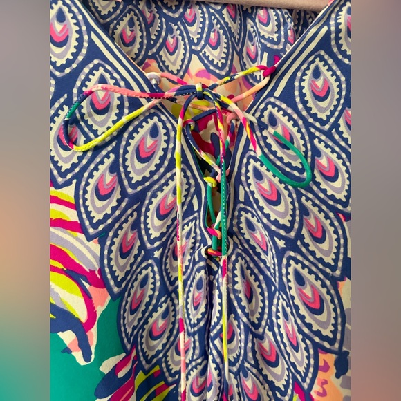 Lilly Pulitzer Lettie Silk Caftan/ "Safari Sighted" print. Cruise/Beach L/XL - Picture 3 of 8